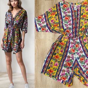 Floral Summer Boho Romper - Multicolor